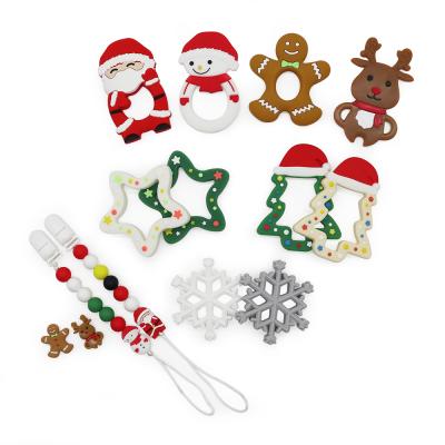 China Factory Customized Christmas Soothing Soft Teething Toys Kids Silicone Baby Teether for sale