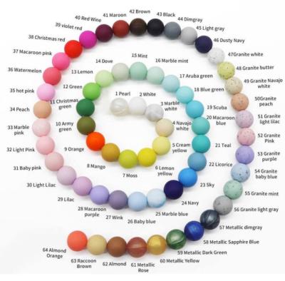 China Other Food Grade Baby Teething Silicone Loose Round Beads For Necklace Making for sale