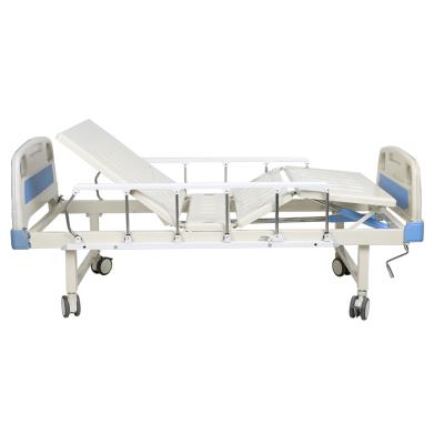 China Hospital Bed Cheap Price Two Cranks Manual Medical Patient Hospital Bed for sale