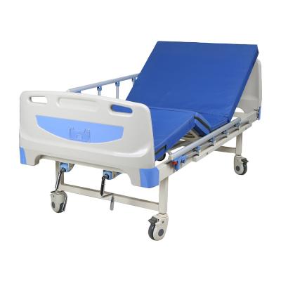 China Disable Medical Hospital Bed Care 2 Cranks Manual Hospital Bed Metal Hospital Bed for sale