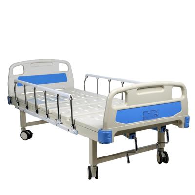 China Stainless Folding Hospital Bed Multi Functions 2 Cranks Medical Care Hospital Bed For Patient for sale