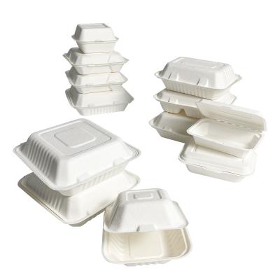 China Disposable Disposable Biodegradable Sugar Cane Food Lunch Bagasse Biodegradabl Take-out Top Block for sale