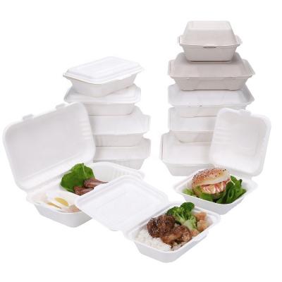 China Biodegradable/Compostable Eco-friendly Clamshell Box Sugar Cane Takeaway Food Container Bagazo De Cana Bagasse Clamshell for sale