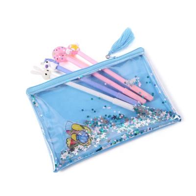 China Promotion Gift Customized Logo PVC Zipper Stationery Bags Transparent PVC Envelope Bags Promotion Gift Cartoon PVC Bag for sale