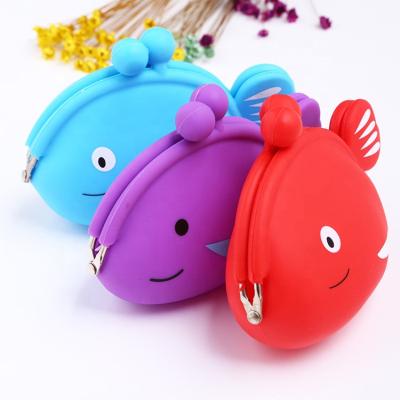 China Creative new waterproof wholesale cute small fish cartoon silicone earphone bag key bag wallet for sale