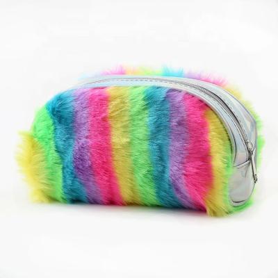 China New fashion OEM promotion rainbow color large capacity stationery storage bag pencil bag makeup handbag for kids for sale