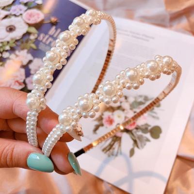 China OEM Promotion Vintage Natural Pearl Wedding Soft Warm Handmade Beaded Headband Bridal Accessory For Girls for sale