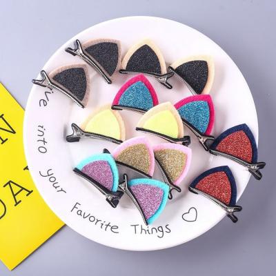 China 2019 New Designs Factory Direct Selling Glitter Cat Ears Hair Ornaments Sweet Cute Hairpin For Kids for sale