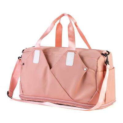 China Durable Travel Tote Cubes Customized Pink Sports Fleece Deffle Travel Bag Weekender Bag Woman Gym Over Night Outdoor Bag for sale