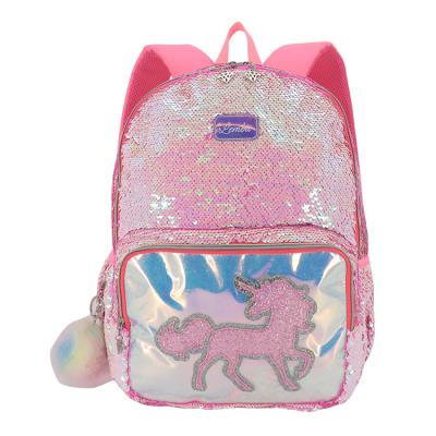 China Cute Bag Mochilas Mujer The Latest Fasion 2021 New Stylish Pink Glitter Sequin Unicorn School Kids School Backpack For Girls for sale