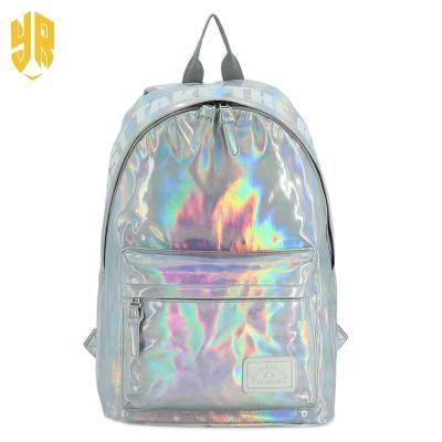 China Fashion Waterproof Custom PU Material Silver Cool Girls Bags College School Bag Backpack for sale