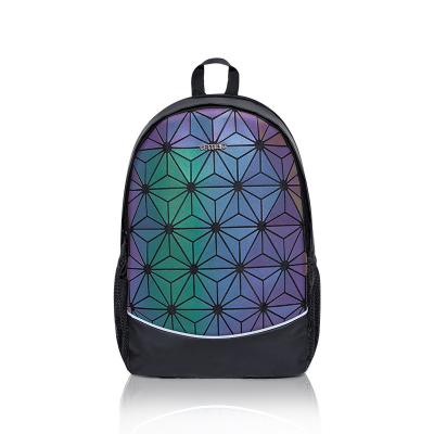 China School Waterproof Student Bookbag Fashion Geometric Design Luminous Computer Bag Holographic Laptop Bag Backpack for sale