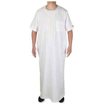 China Islamic Kaftan Jubah Abaya Jalabya ​​Ethnic Arabic Thobe Jalaba Maxi Muslim Long Dress Man Clothing AlAseel Design White Sleeve Band Shorts for sale