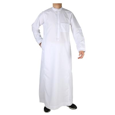 China High Quality Embroidered Muslim Men Clothing Qamis Thobes Plain Design Kaftan White Ethnic Arabic Dress Jubah Jilbab Jalabya ​​For Ramadan Eid for sale