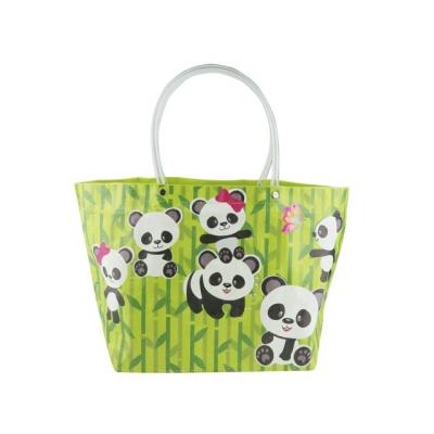 China OEM / ODM Eco - Friendly Green Cute Panda Recycled PP Laminated Woven Bag Shopping Packaging for sale