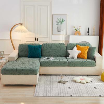 China Best Selling Cationic Soft Jacquard Household 2023 Apple Green Decoration Removable Star Velvet Sofa Cover for sale