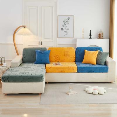 China Customized Cationic Velvet Soft Removable Decoration Three-color Puzzle Design Household Jacquard Sofa Cover for sale