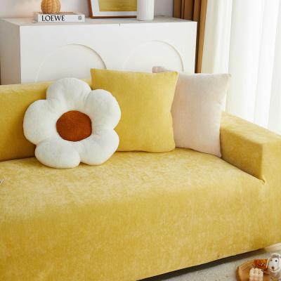 China Chenille Elastic Sofa Seat Cushion Cover Lemon Yellow Elastic For Sofa Cover Case Protector One Piece Furniture for sale