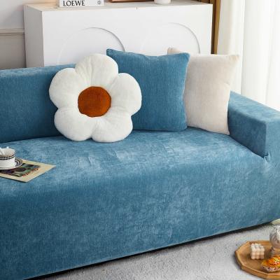 China Acid Blue Elastic Chenille Sofa Seat Cushion Cover Elastic For Furniture One Piece Sofa Cover Case Protector for sale