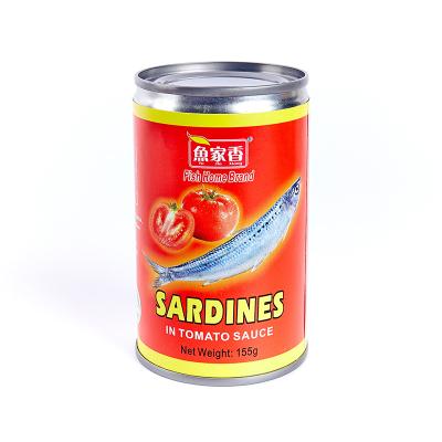 China 155g canned canned sardine fish in tomato sauce in oil in brine for sale