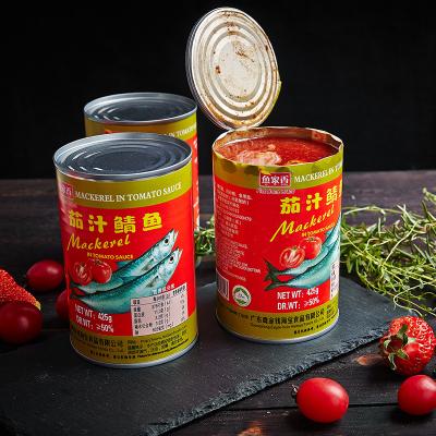 China Hot Sale Canned Mackerel Fish In Tomato Sauce Farming From China 425g for sale