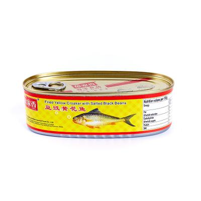 China Canned Yellow Doomsayer With Black Beans 184g Salted Seafood Fish Canned for sale