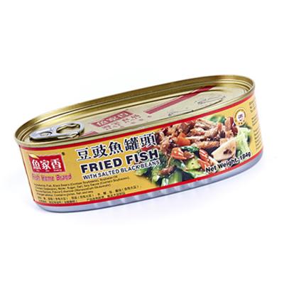 China Canned Fried Fish Canned Food Manufacturer with Salted Black Beans in Oil 184g for sale