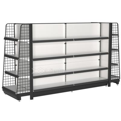 China Double Sided Supermarket Equipment Shelves Gondola Shelf Supermarket Shelving Store Display Racks en venta