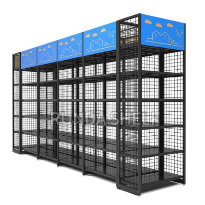 Cina Double Sided Wholesale Supermarket Shelves Shelf Factory Supermarket Gondola Shelving in vendita