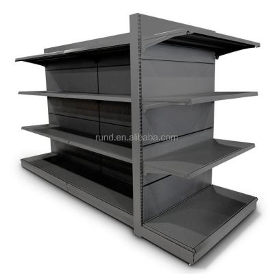 China Double-Sided Metal Gray Color Dimensions Shelf Supermarket Shelf Supermarket Rack Sheving Gondola en venta