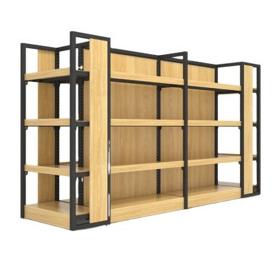 Chine double sided wooden shelves store supermarket supplies shelves/gondola supermarket shelf à vendre