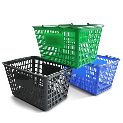 China PP Supermarket Shopping Basket Pull Rod Plastic Shopping Basket Thickened Wheeled Plastic Grocery Hand Basket Home à venda