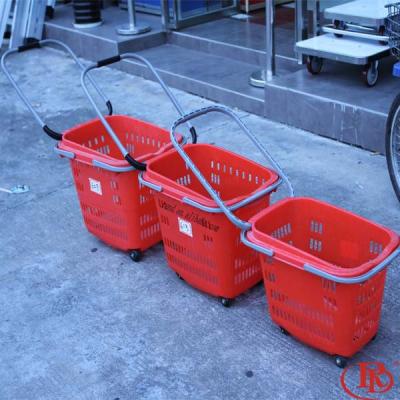 China PP+PA Folding Trolley Plastic Supermarket Trolley Market Packing Shopping Basket For Store for sale