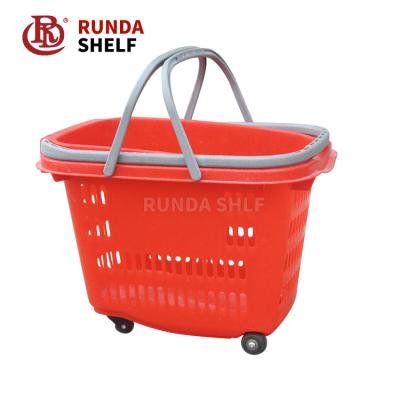 China Case RD-HB-09 Supermarket Used Shopping Baskets With 20-50L Wheels for sale