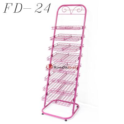 China Custom wholesale free standing double sided nail polish display rack RD-FD-24 for sale