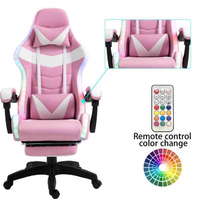 China Free Sample Custom Ergonomic RGB LED Convertible Racing Gaming Chair for sale