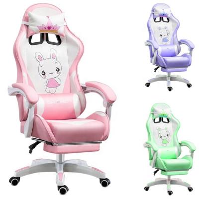 China Pink Pattern Computer Adjustable Cute Rotating Gamer Chair Adjustable Gaming Chair (Height) Can Be Customized for sale