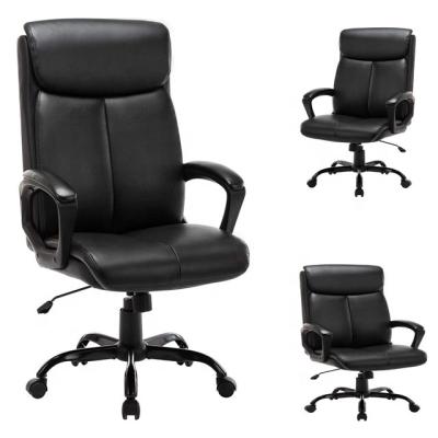 China American Popular Executive Office Leather Comfortable Chair PU Boss Rotation Black Steel Low Chair for sale