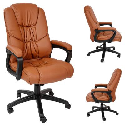 China Anji Ergonomic Office Chair Comfortable Computer Revolving Chair Fixed Leather Armrest Chair for sale