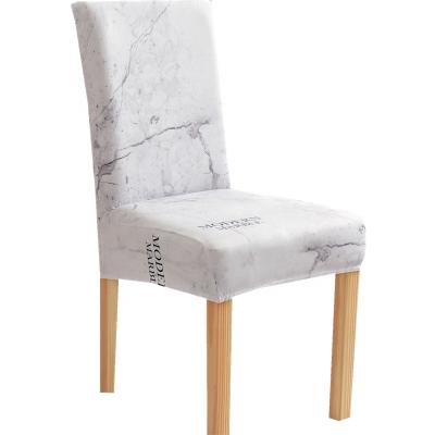 China Modern Marble Prints Cover Removable Washable Short Dining Chair Cover for sale