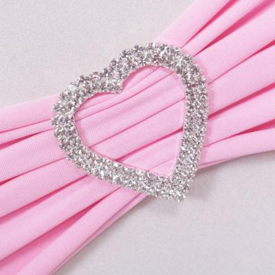 China Rhinestone Zinc Alloy Heart-shaped Buckle For Wedding Decoration Chair Cover Chair Sash for sale