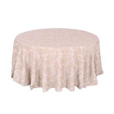 China Modern Embroidery Burlap Natural Polyester Rustic Tablecloth For Wedding And Party for sale