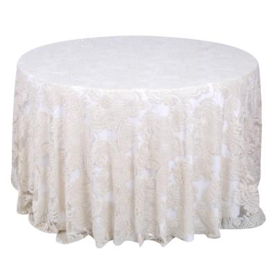 China ***Champagne Party Embroidery Lace Fabric Tablecloth Fancy Wedding for sale