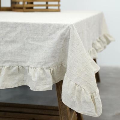 China Table Cover Plaid Table Cloth And Table Cloth Ruffle Linen Table Cloth Cotton Natural Color for sale