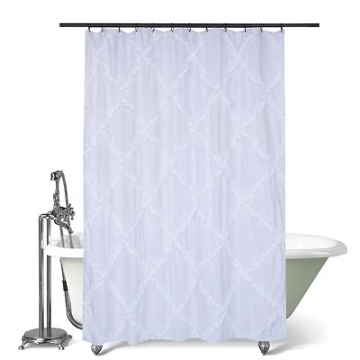 China Durable 100% water proof polyester boho ruffle diamond bathroom shower curtain for wholesale for sale