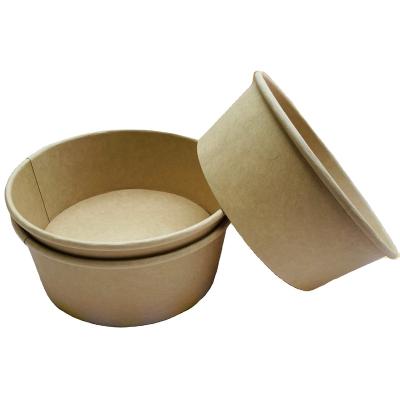 China Oilproof Packing Rice Food Containers Paper Kraft Coat Coat Salad Bowl Disposable Paper Bowl With Lid for sale