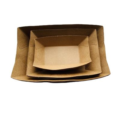 China Disposable Disposable Food Bowl Take Away Biodegradable Food Packaging Containers Kraft Paper Boat Bowl for sale