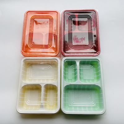 China Eco-friendly Plastic PP Fast Food Container Microwave Lunch Box 3 Compartment Disposable Food Container for sale