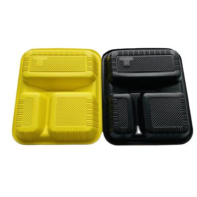 China Eco-friendly Disposable Plastic Food Grade PP Lunch Container Compartment Box With Cover for sale