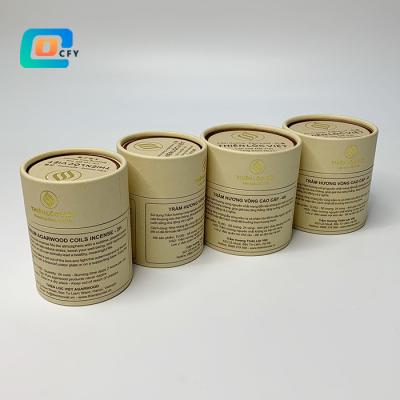 China Recyclable Round Kraft Paper Incense Tubes Custom Stick Cardboard Paper Tube Wrapping Box With Gold Foil for sale